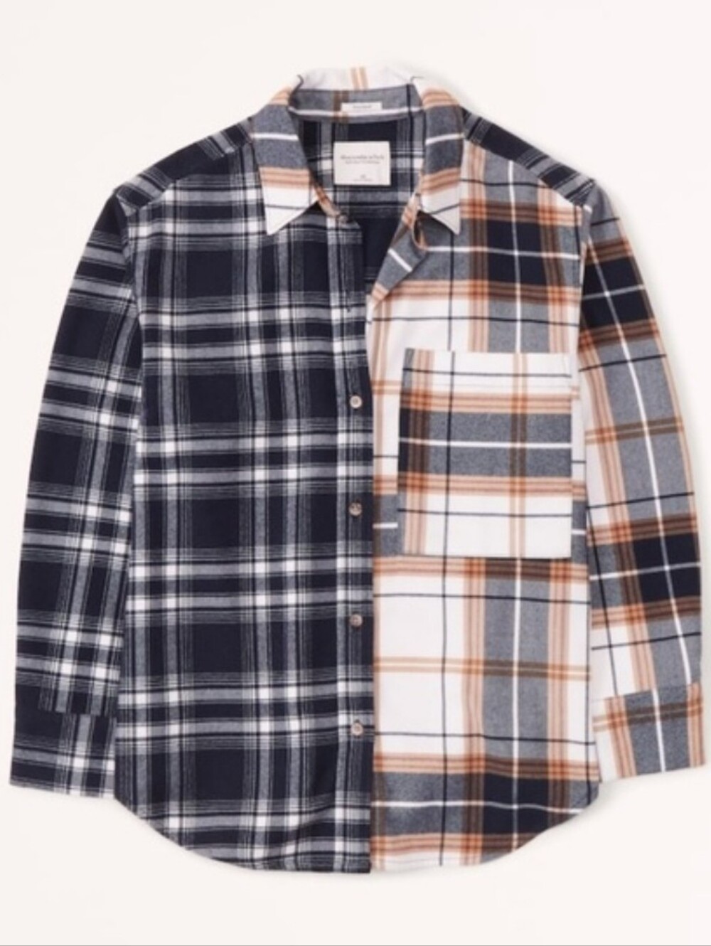 Abercrombie & Fitch Oversized Colorblock Flannel Shirt Size XS